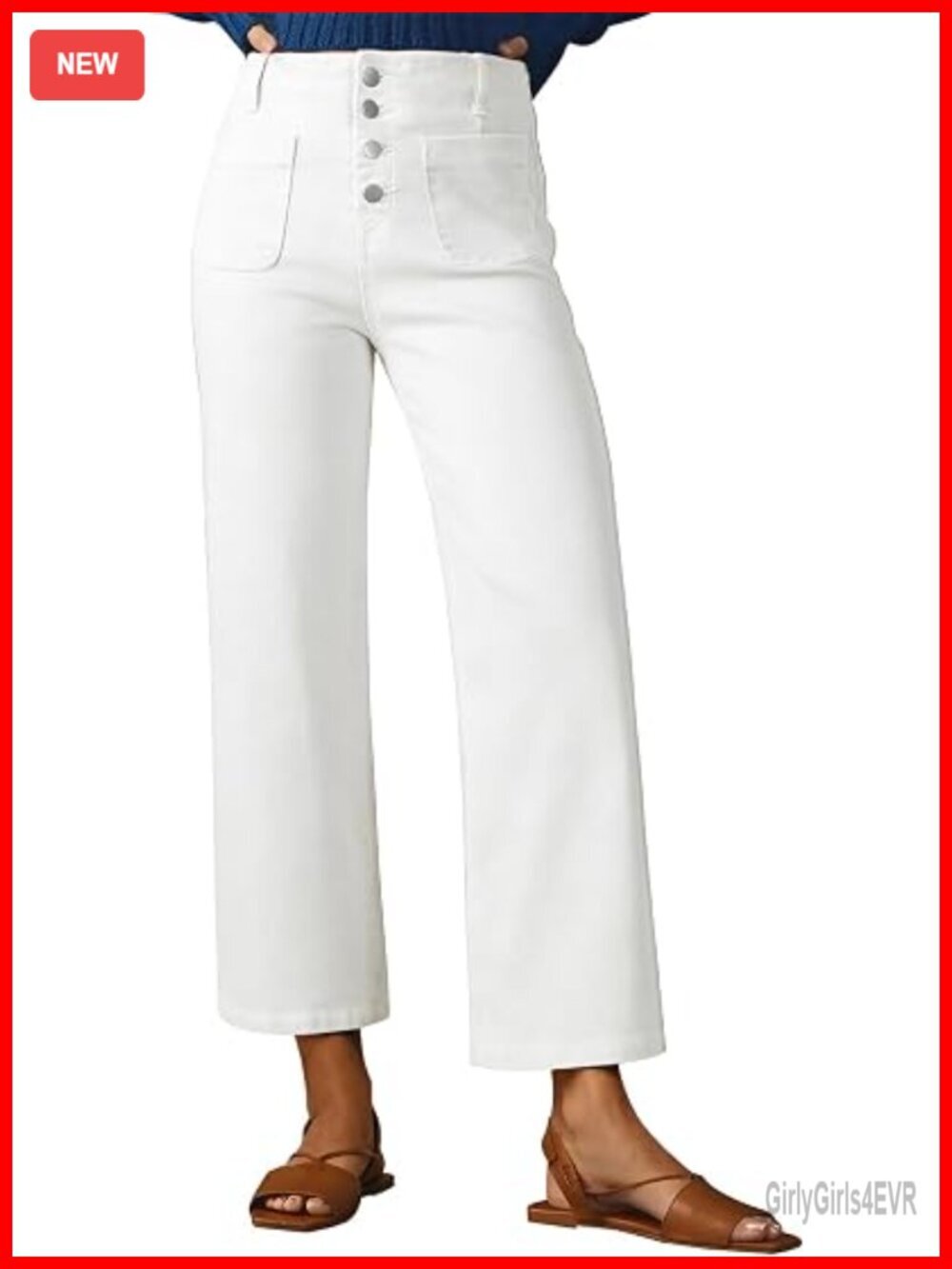 High Waisted Wide Leg Stretchy Straight Jeans with Pockets